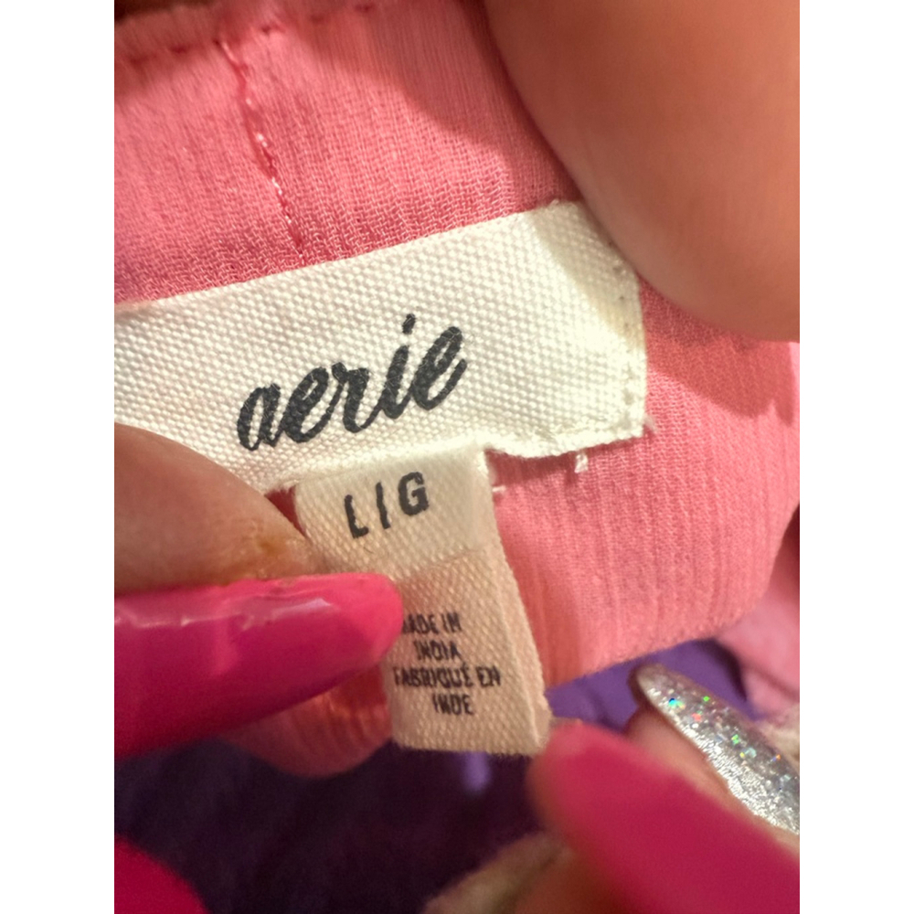 Aerie Pink Tiered Ruffle Mini Skirt Women's Size Large - Picture 9 of 11